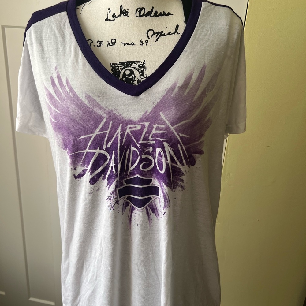 Harley-Davidson Purple and White Tee